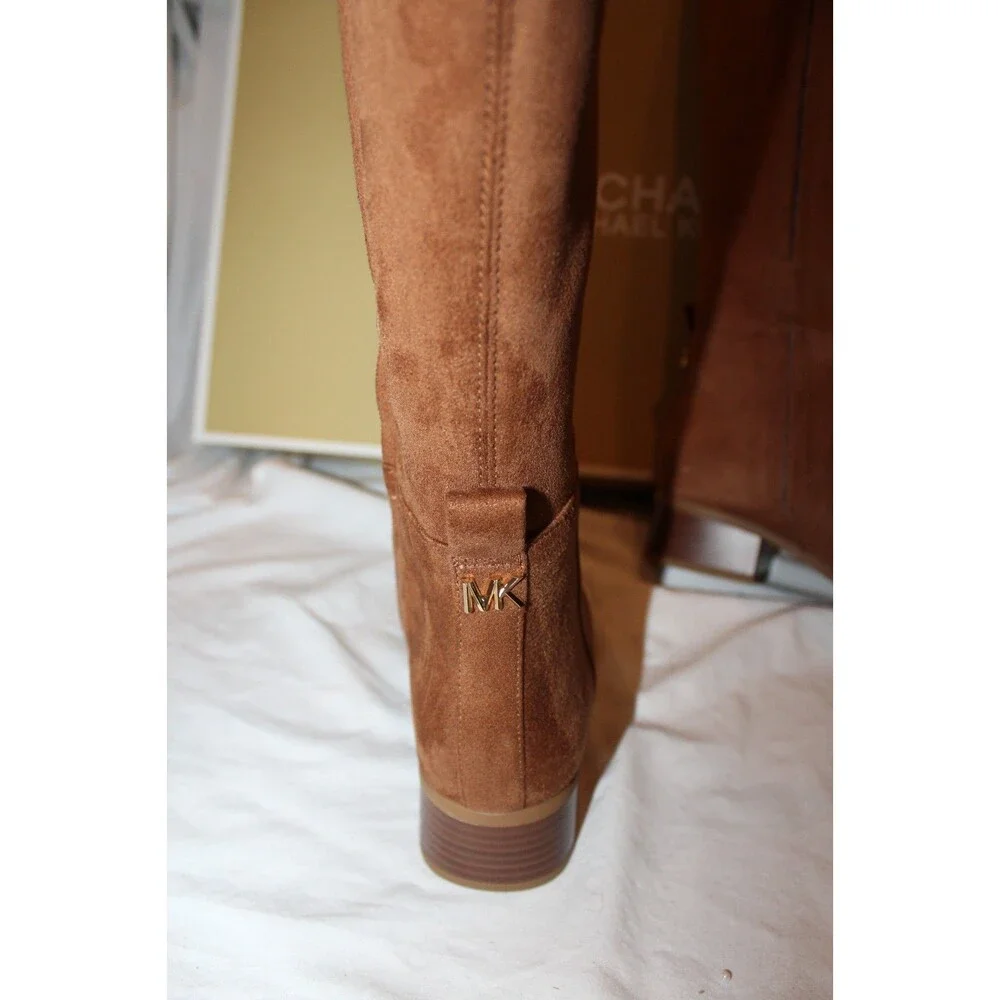 Michael Kors Women's Lex Tall Suede Boots Side Zip Sz 7.5 WS Luggage Brown